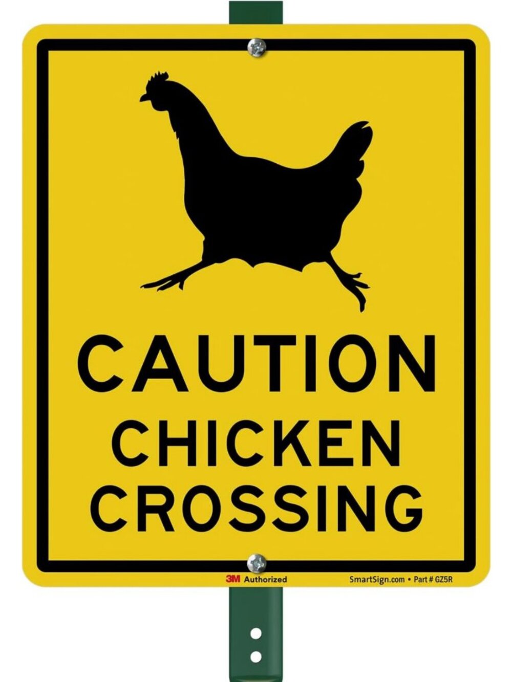 Caution Chicken Crossing Yard Sign - Reflective Aluminum with Stake, 12x10 Inch